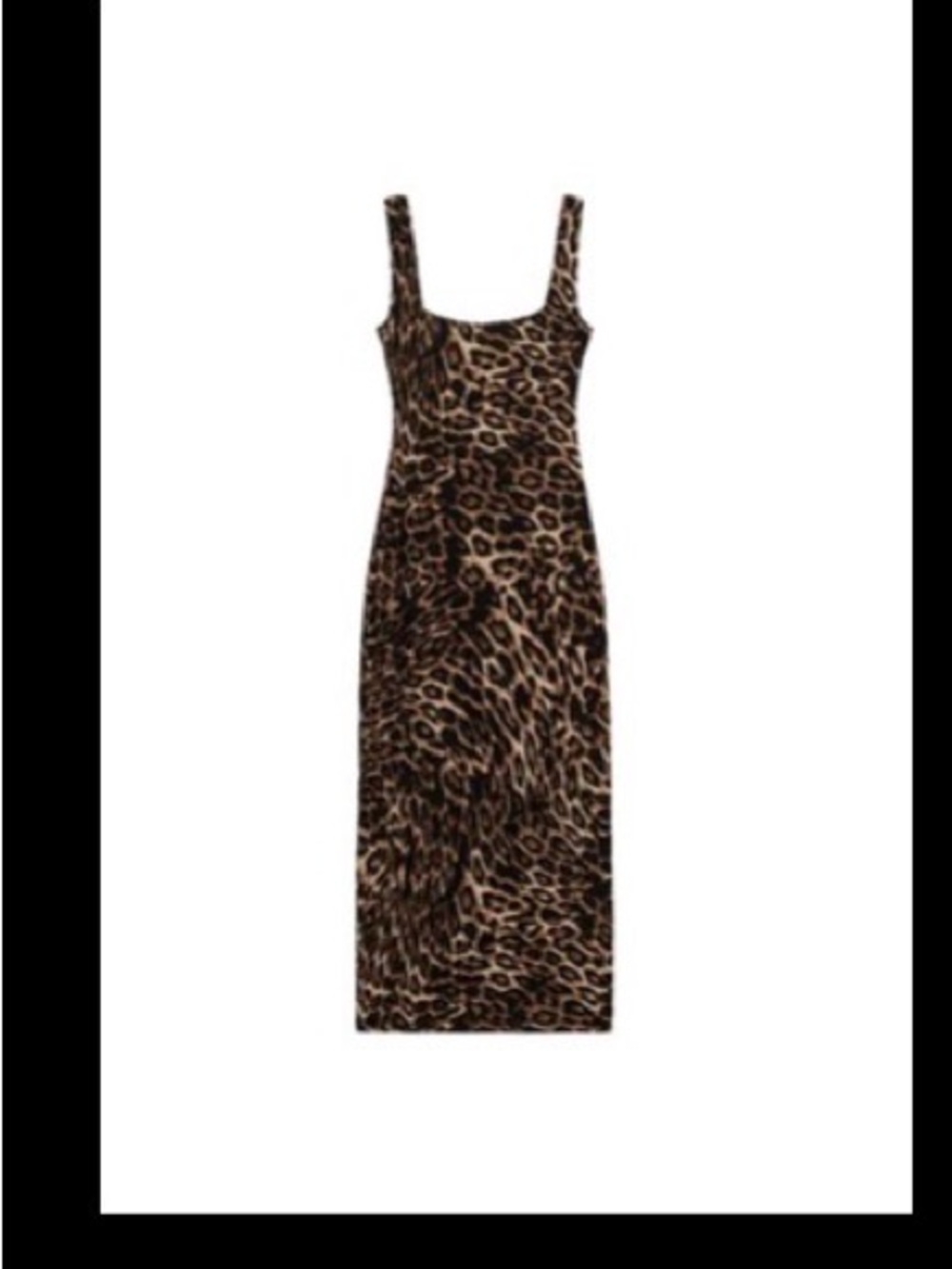 Zara Leopard-Print Square Neck Midi Dress - Brown/Black